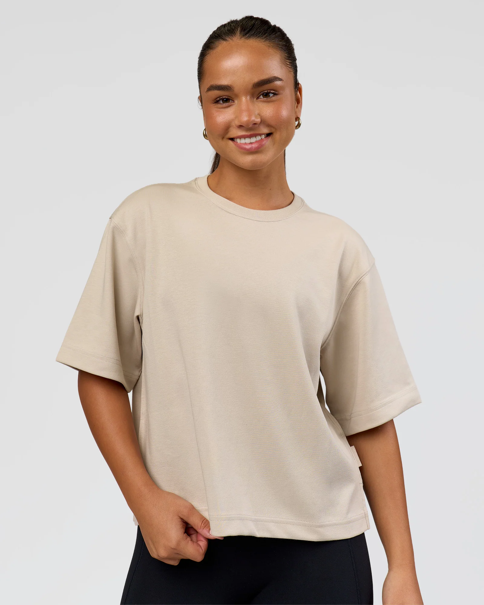 AfterDark ZeroCrease Cropped Tee - Shale Beige