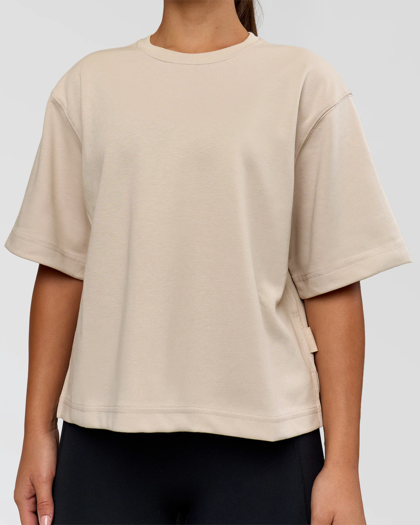 AfterDark ZeroCrease Cropped Tee - Shale Beige
