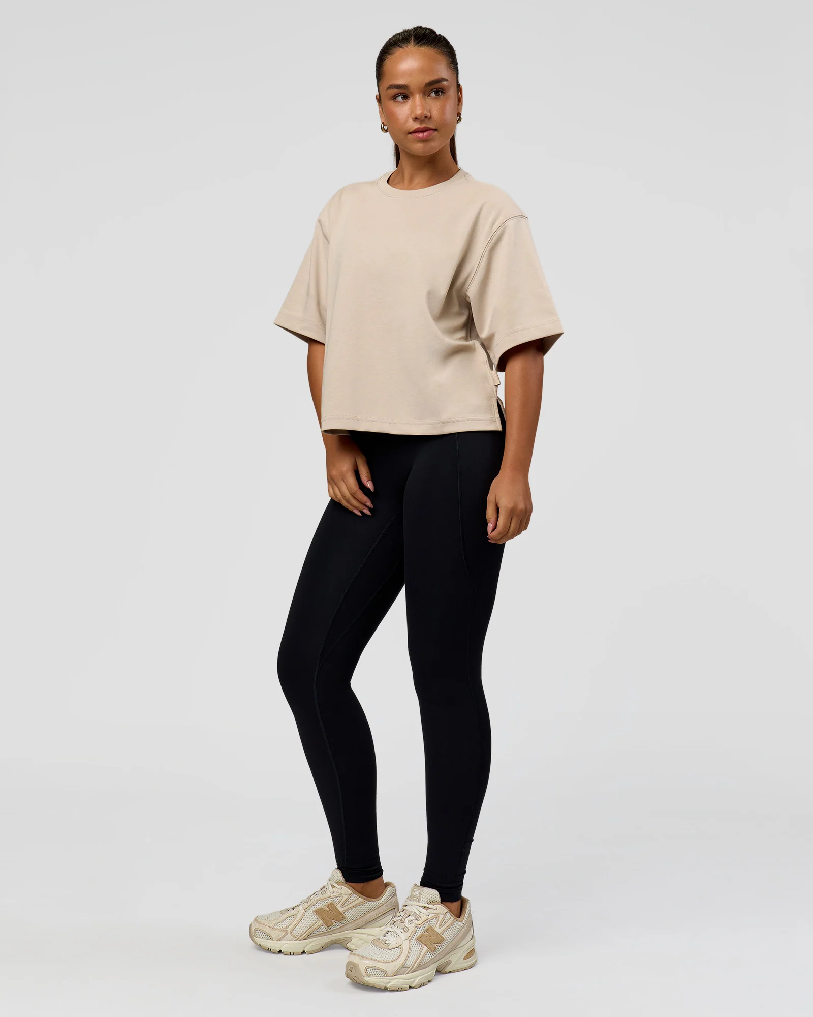 AfterDark ZeroCrease Cropped Tee - Shale Beige
