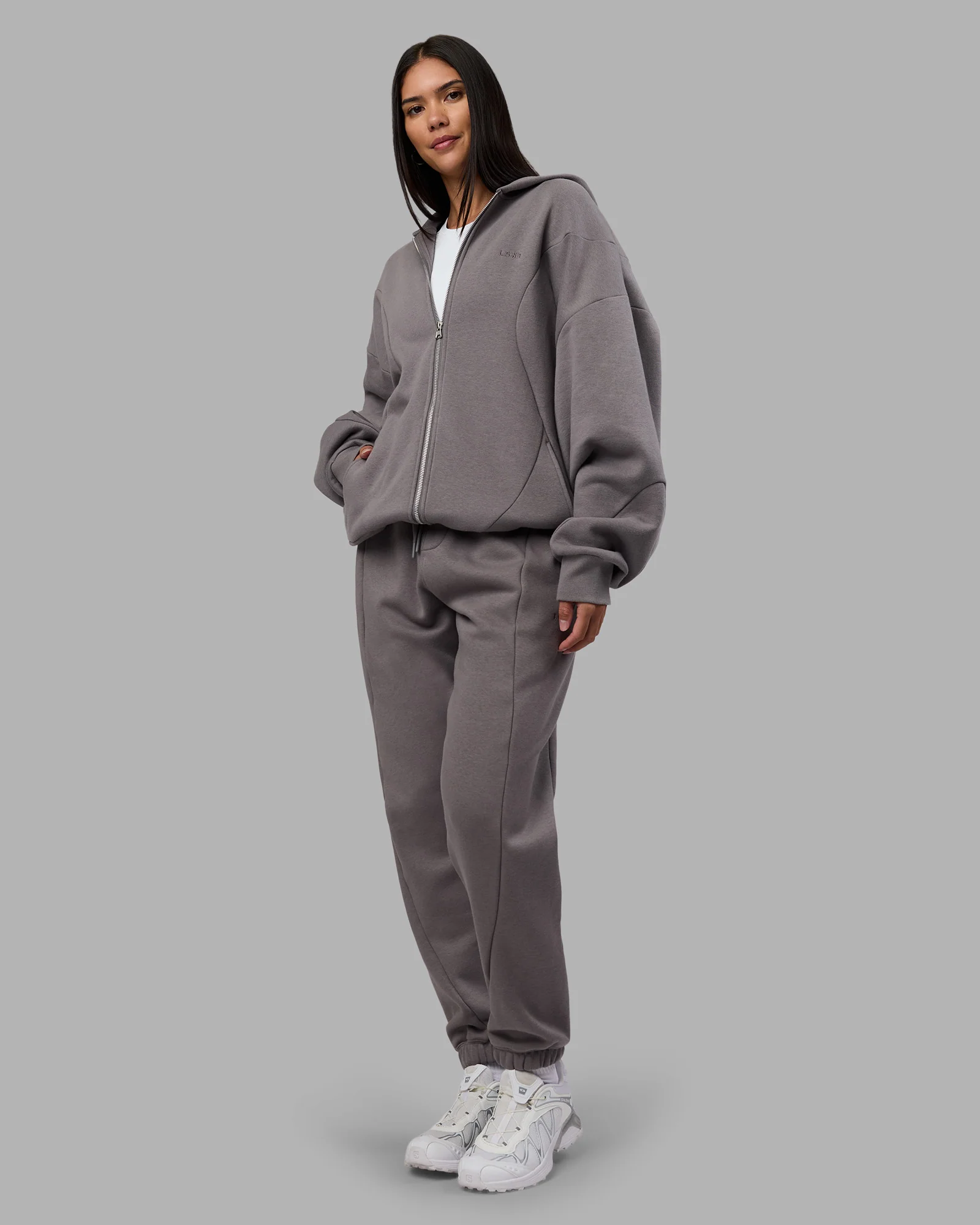 Stream Oversized Panel Zip Hoodie - Storm Front
