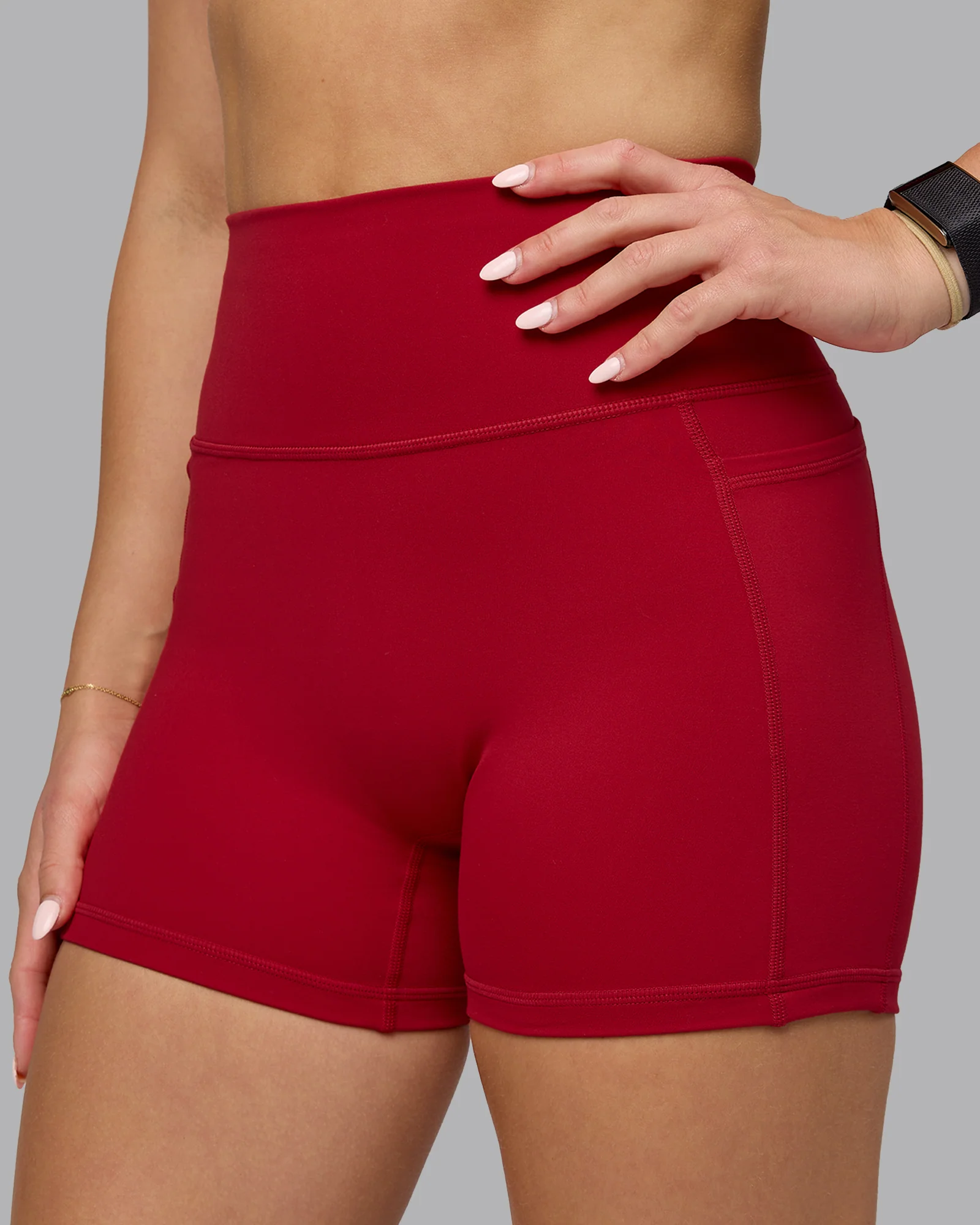Fusion Ultra High-Rise 4" Short Pockets - Cherry Red