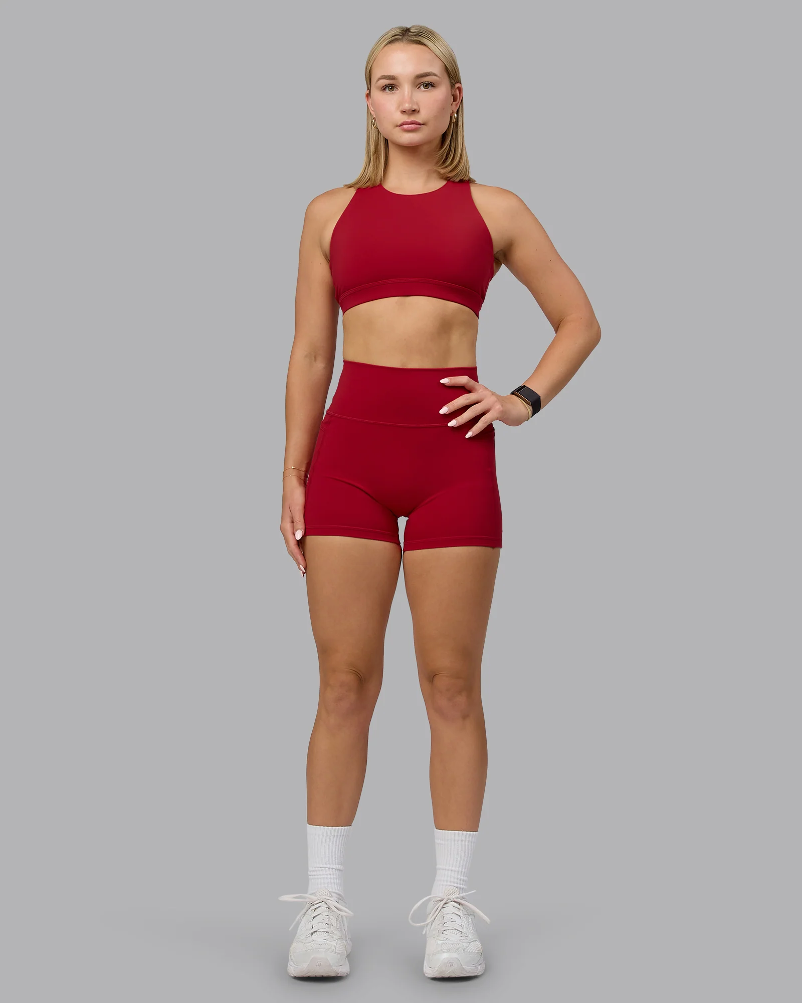 Fusion Ultra High-Rise 4" Short Pockets - Cherry Red