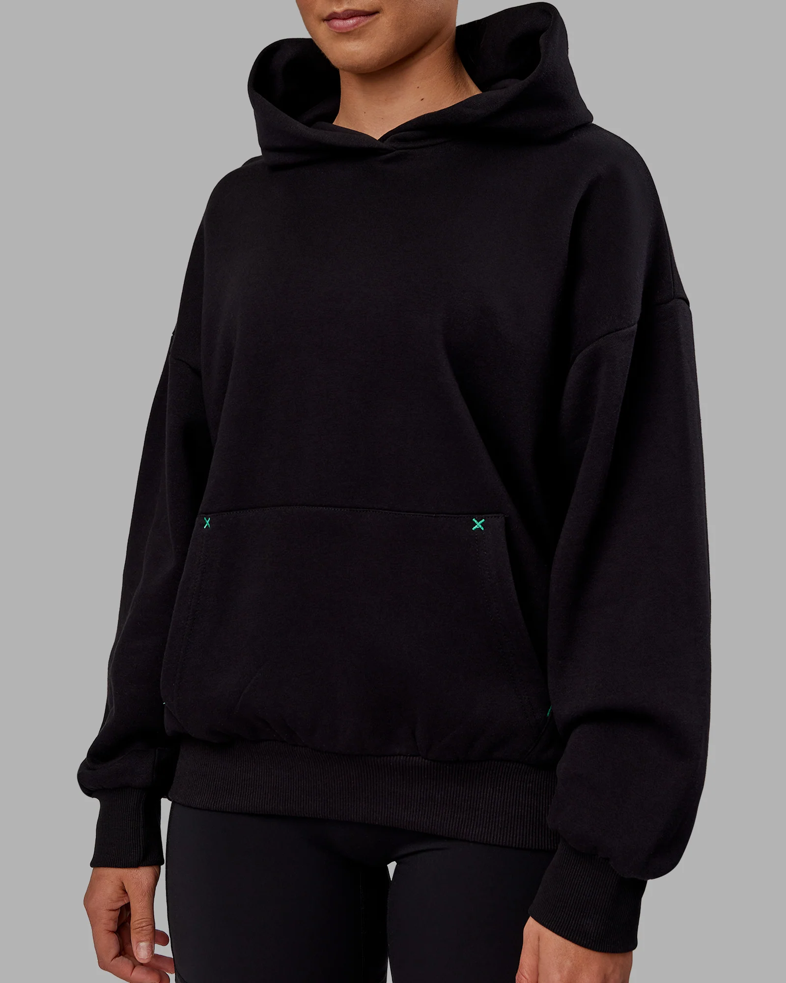 We Rise Oversize Hoodie - Black-Impact Green