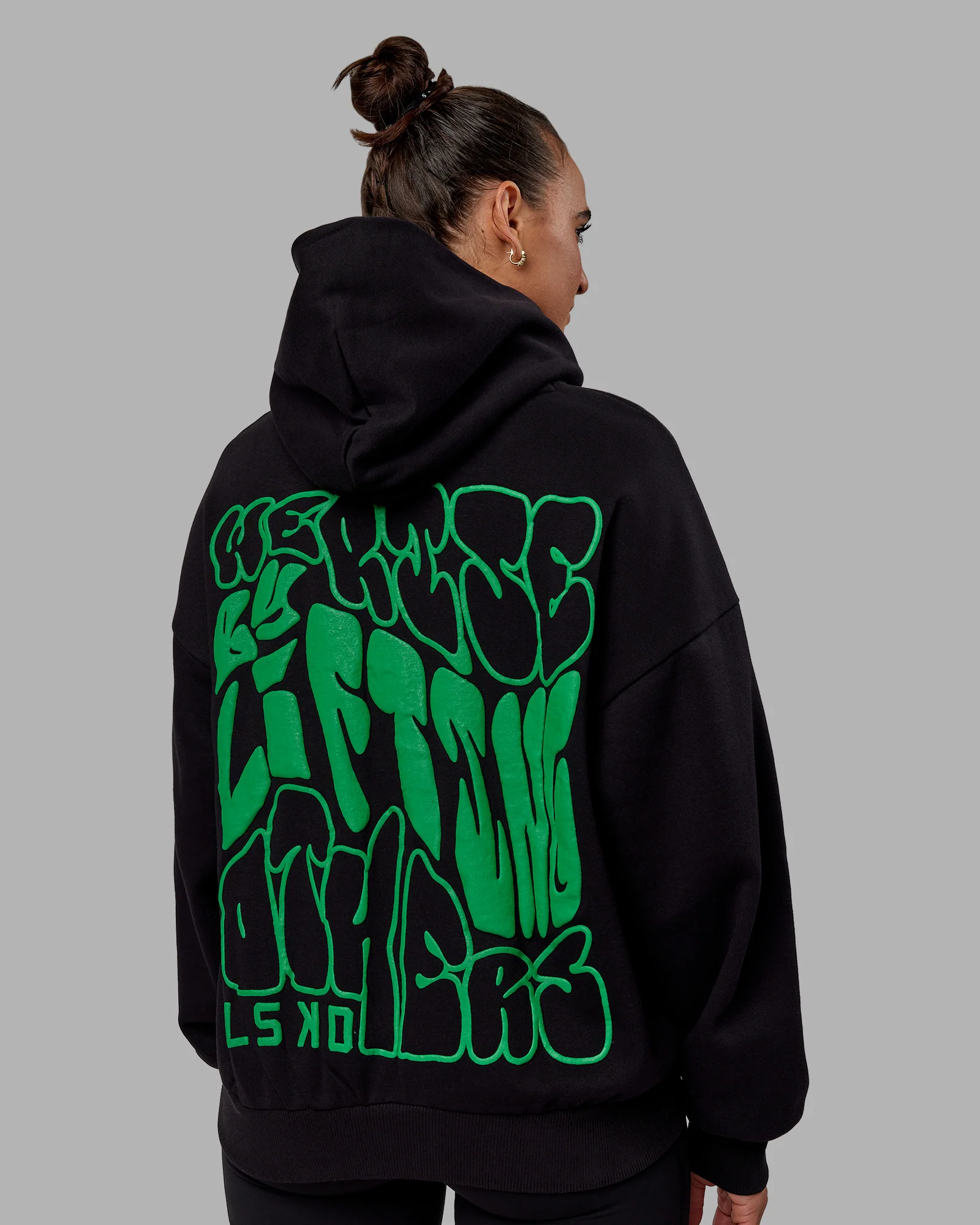 We Rise Oversize Hoodie - Black-Impact Green