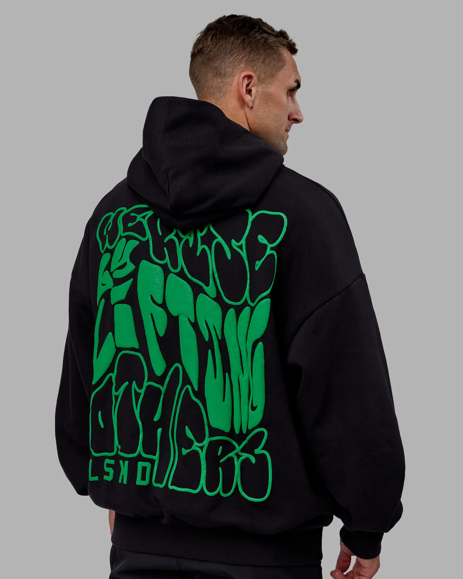 We Rise Oversize Hoodie - Black-Impact Green