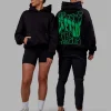 We Rise Oversize Hoodie - Black-Impact Green