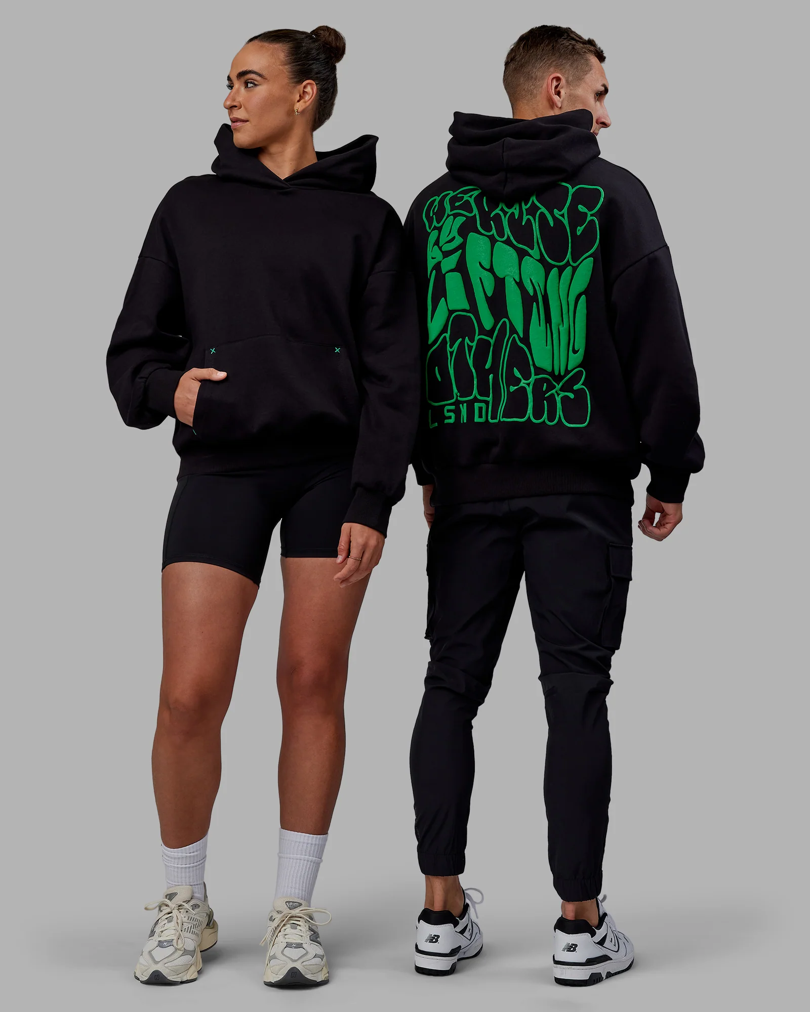 We Rise Oversize Hoodie - Black-Impact Green