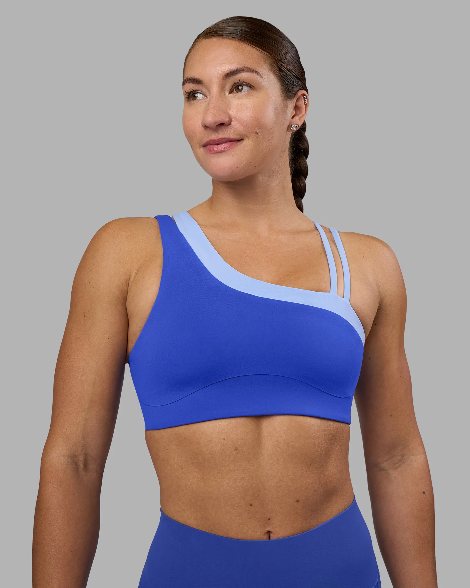 Thrive Asymmetric Sports Bra - Power Cobalt-Open Air