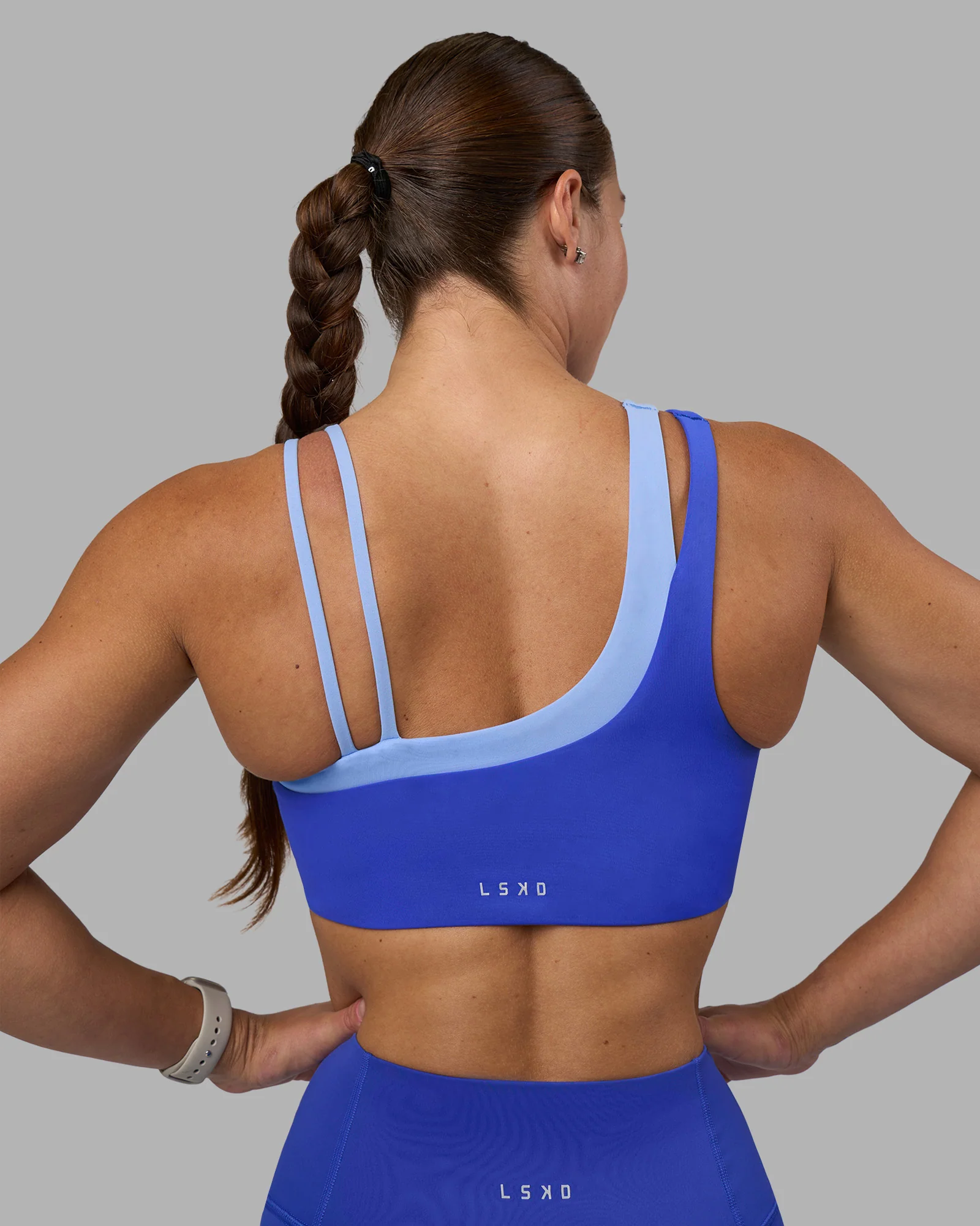 Thrive Asymmetric Sports Bra - Power Cobalt-Open Air
