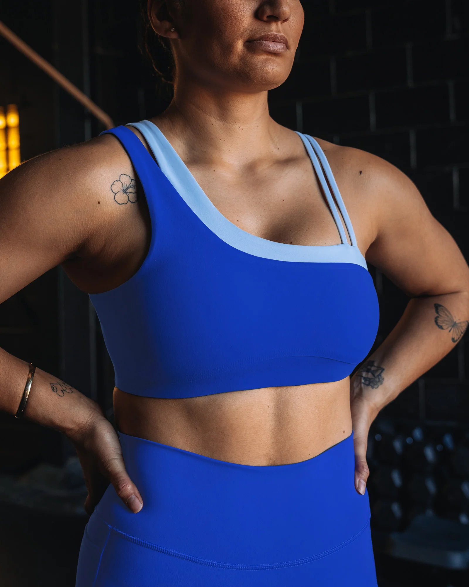 Thrive Asymmetric Sports Bra - Power Cobalt-Open Air