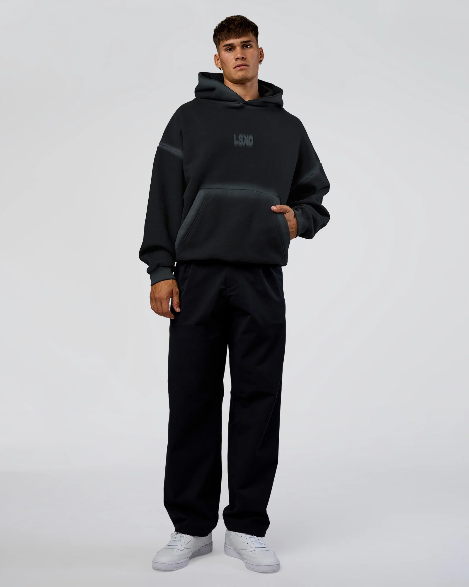 Urban Blur Unisex Oversized Hoodie - Black-Dark Storm