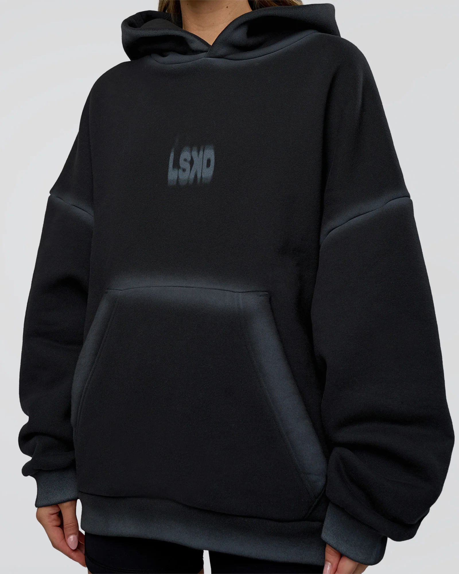 Urban Blur Unisex Oversized Hoodie - Black-Dark Storm