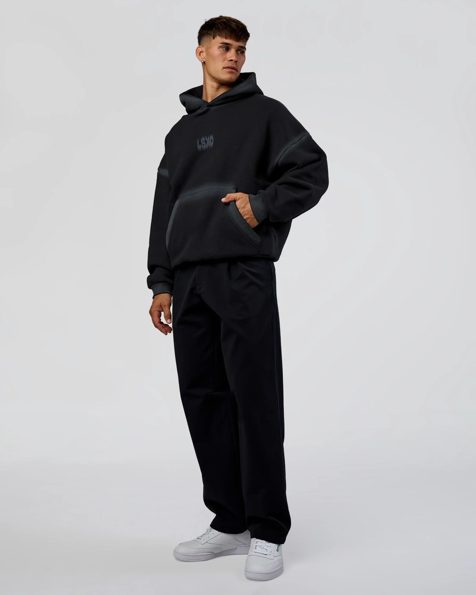 Urban Blur Unisex Oversized Hoodie - Black-Dark Storm