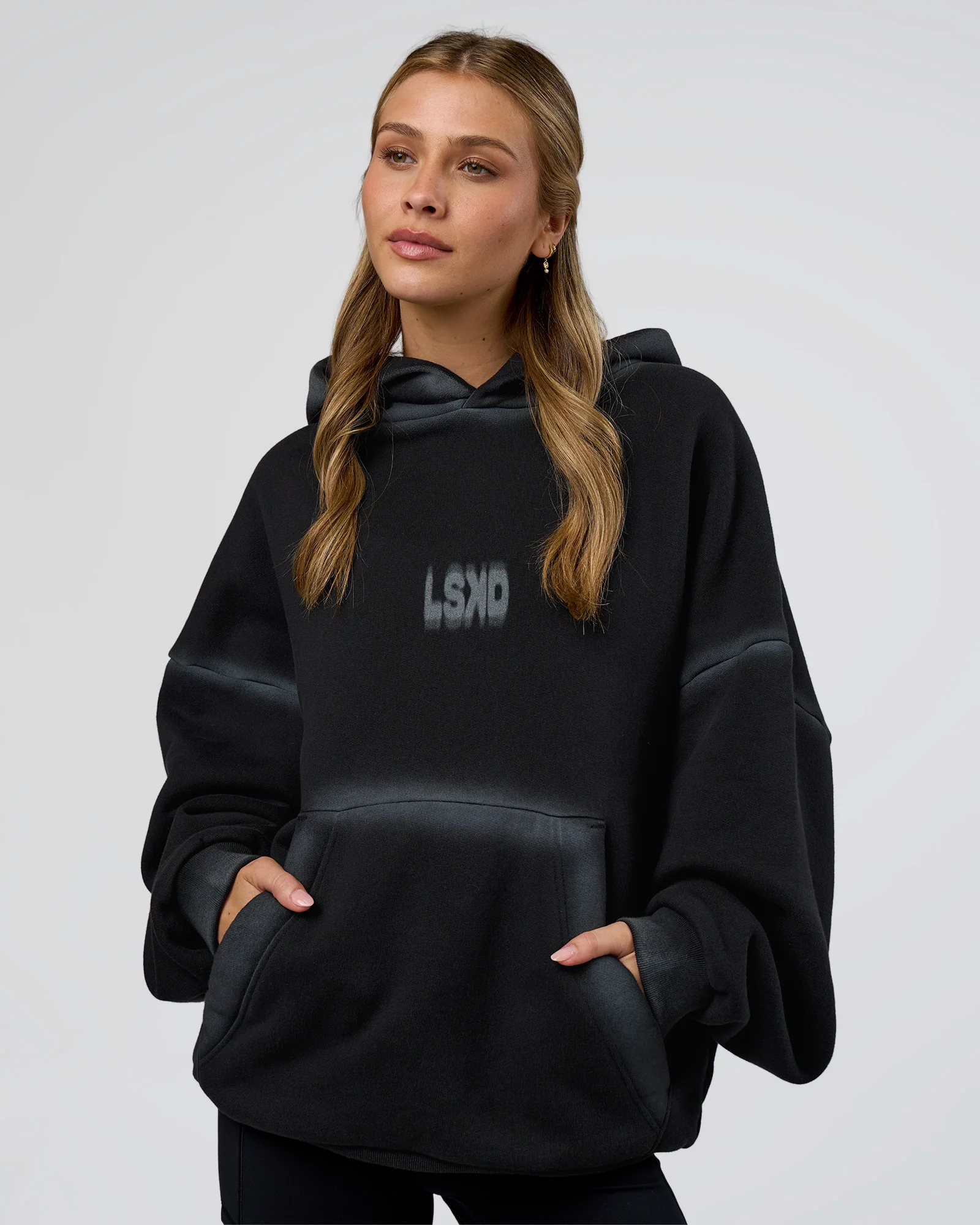 Urban Blur Unisex Oversized Hoodie - Black-Dark Storm