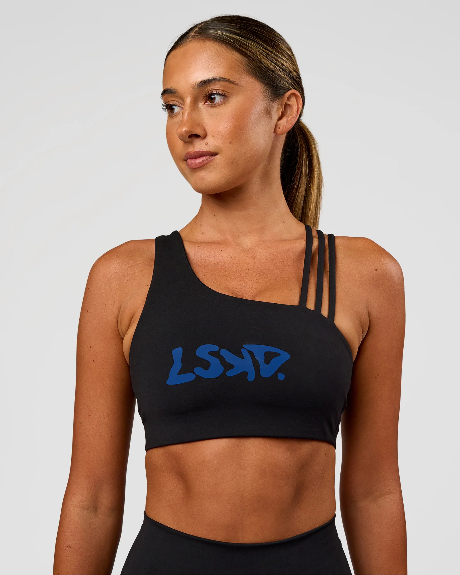 Galvanise Hype Graphic Sports Bra 2.0 - Black-Electric Indigo