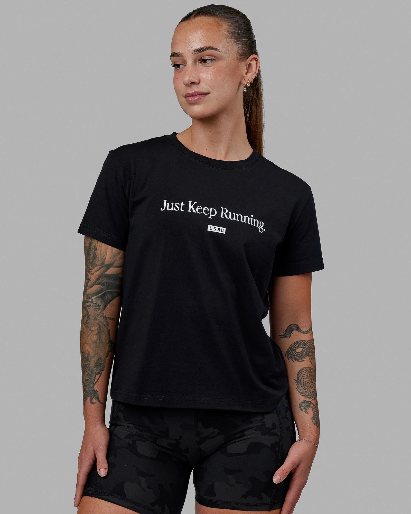 19574-just-keep-running-flxcotton-tee-black-white-1.webp Just Keep Running FLXCotton Tee - Black-White