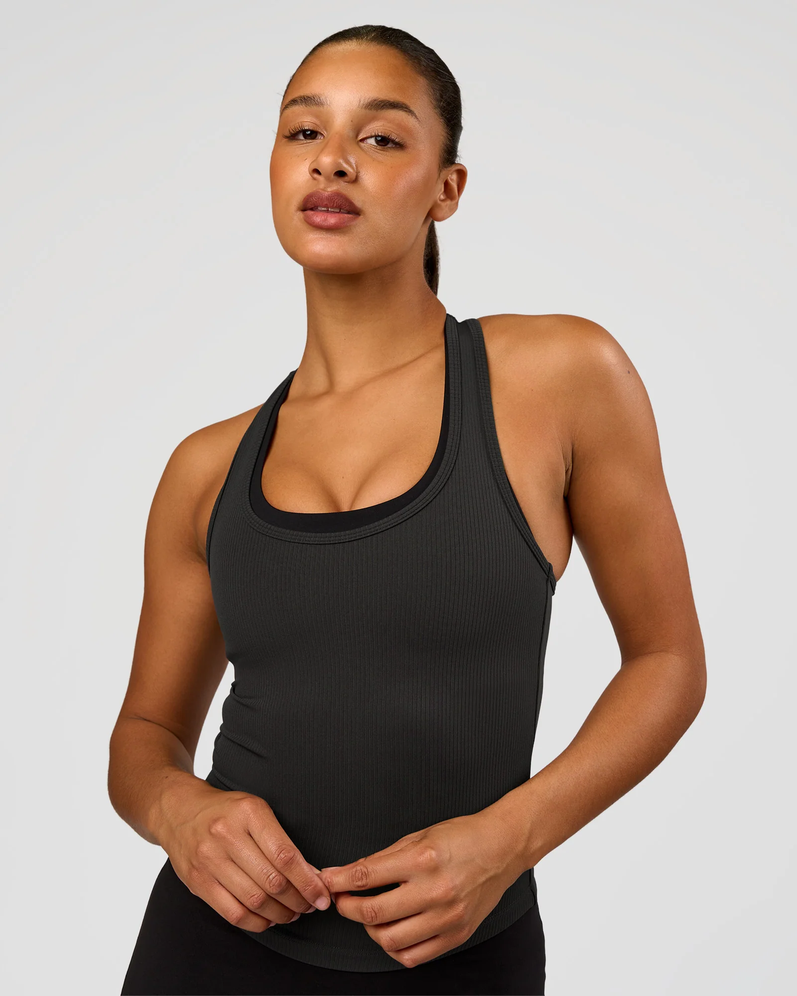 Flow Rib Scoop Neck Tank - Onyx
