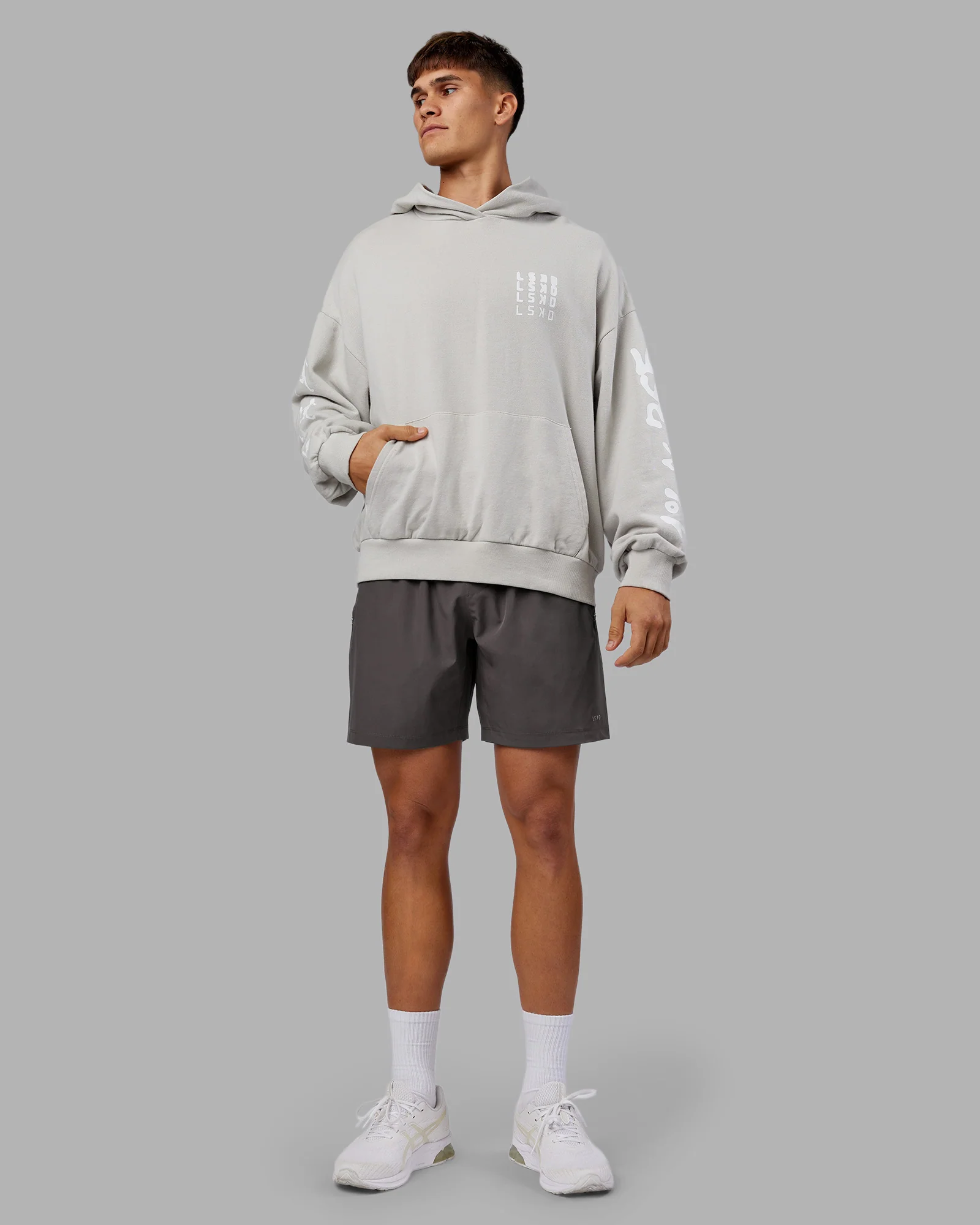 Journey Washed Unisex Oversize Hoodie - Digital Mist-White