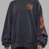 Journey Washed Unisex Oversize Hoodie - Black-Ultra Orange