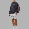Journey Washed Unisex Oversize Hoodie - Black-Ultra Orange