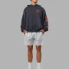 Journey Washed Unisex Oversize Hoodie - Black-Ultra Orange
