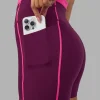 Liberate Contrast High-Rise 4" Short Pockets - Plum Caspia-Ultra Pink