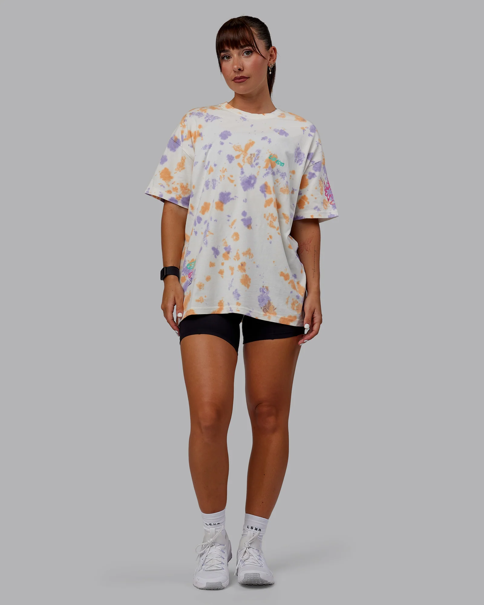 Washed Huntington 24 Heavyweight Oversize Tee - Tie Dye Tangerine-Dahlia Purple