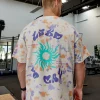 Washed Huntington 24 Heavyweight Oversize Tee - Tie Dye Tangerine-Dahlia Purple