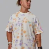 Washed Huntington 24 Heavyweight Oversize Tee - Tie Dye Tangerine-Dahlia Purple