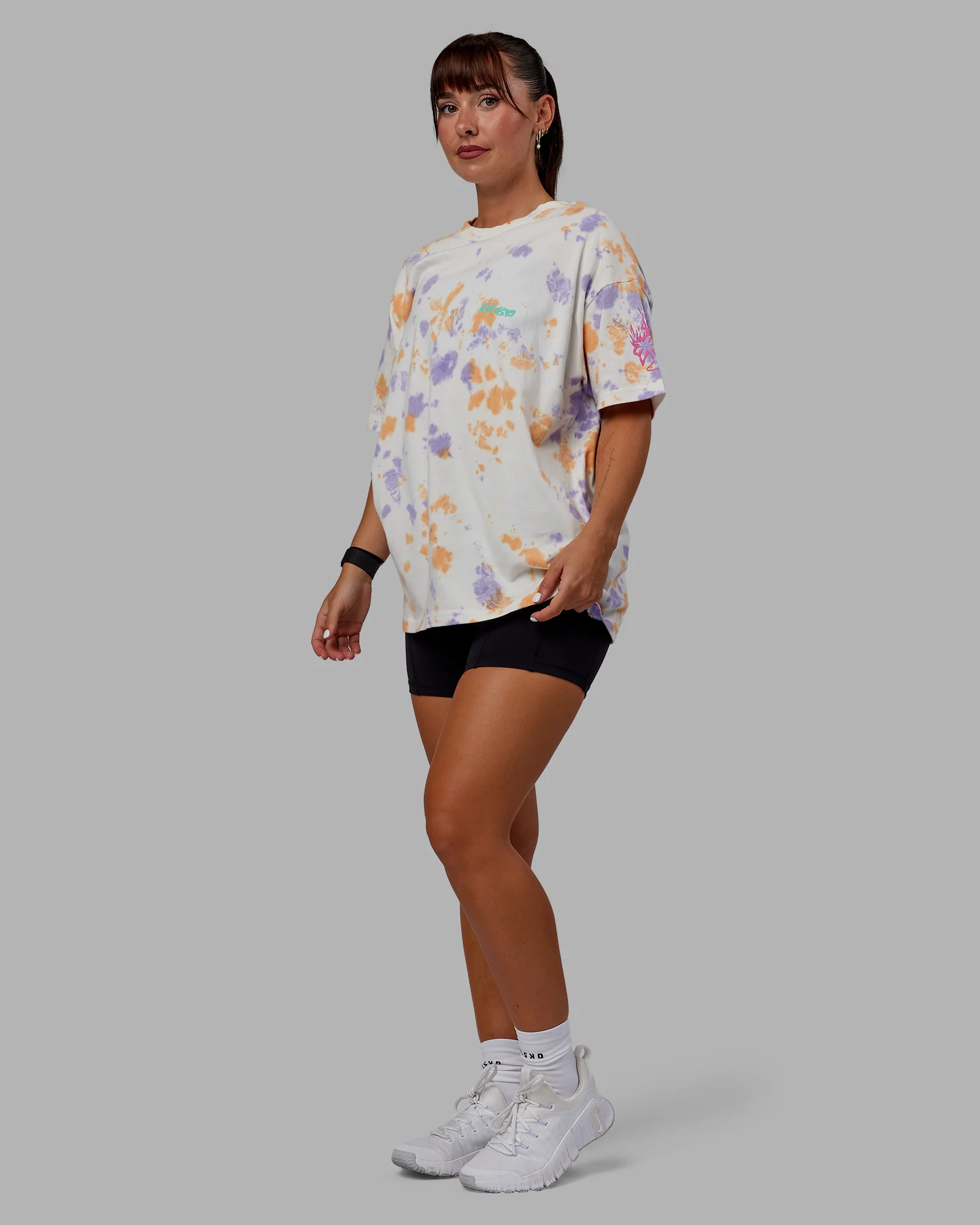 Washed Huntington 24 Heavyweight Oversize Tee - Tie Dye Tangerine-Dahlia Purple