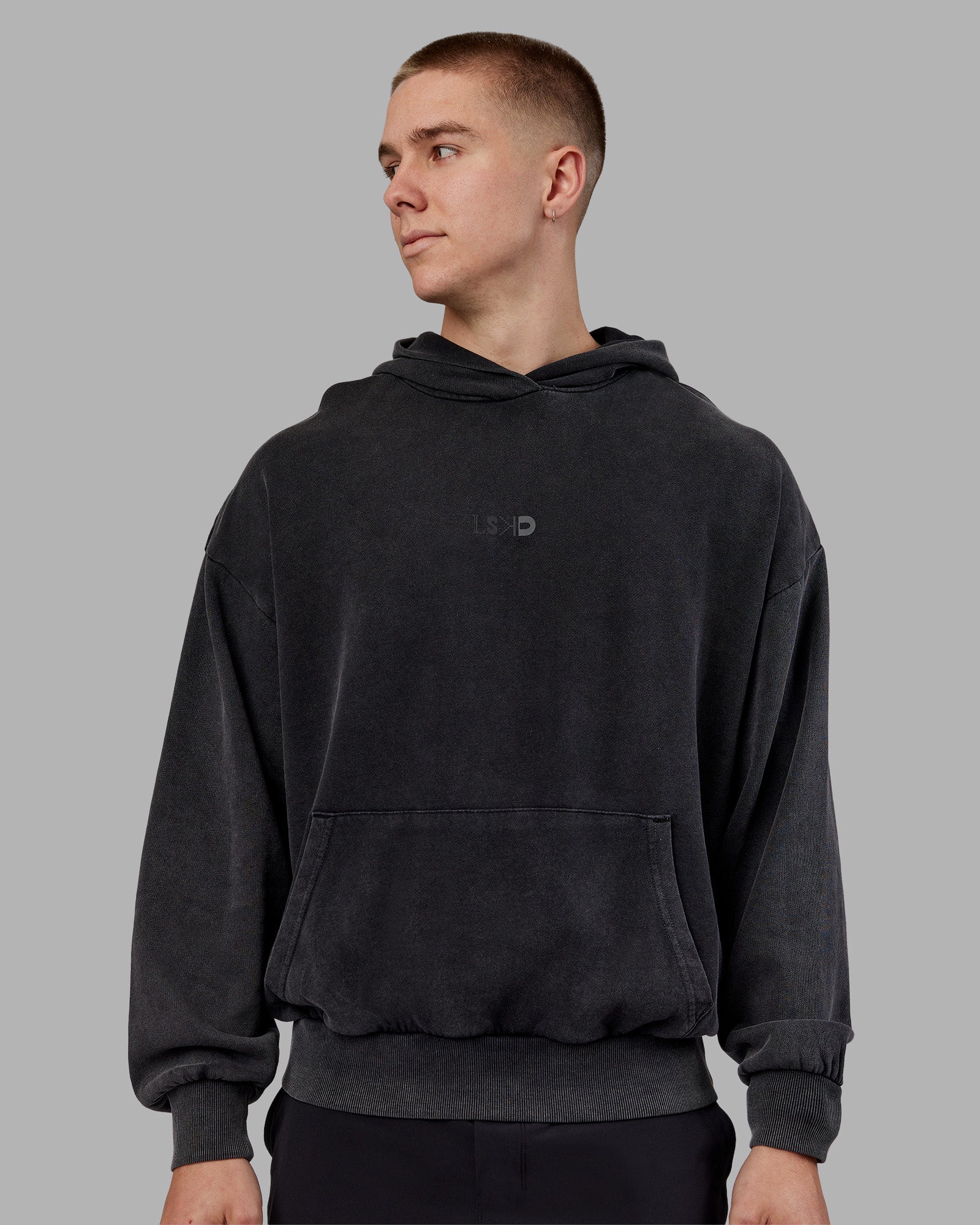 Variation Washed Oversized Hoodie - Black-Black