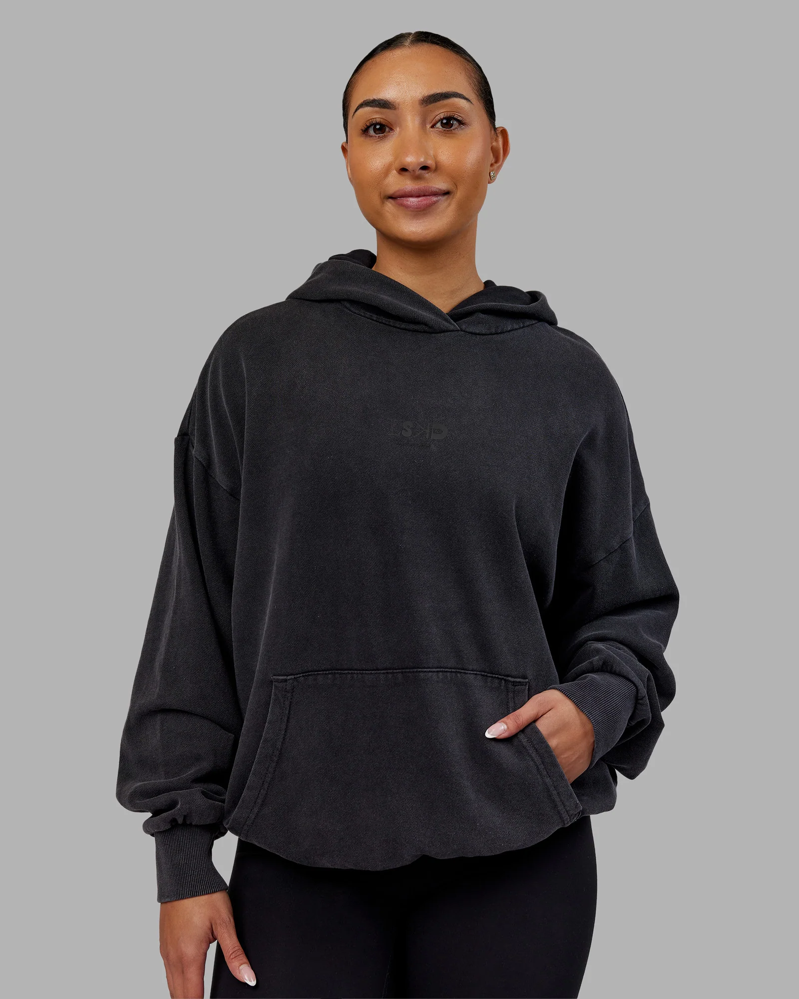 Variation Washed Oversized Hoodie - Black-Black