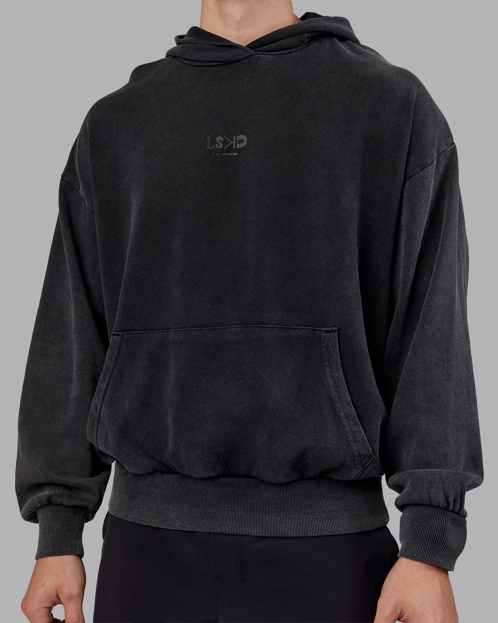 Variation Washed Oversized Hoodie - Black-Black