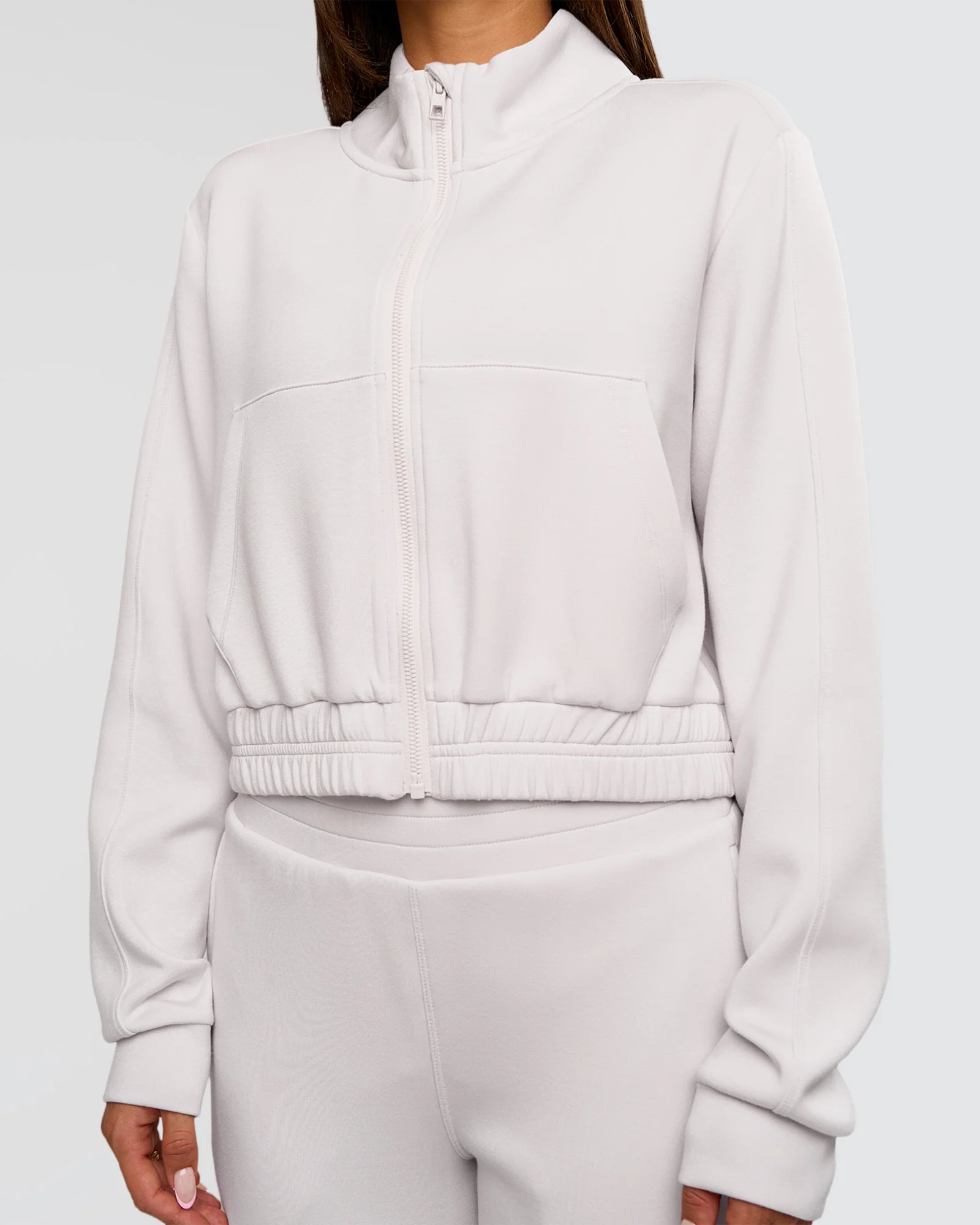 Elevate SoftTouch Cropped Full Zip Jacket - Clay