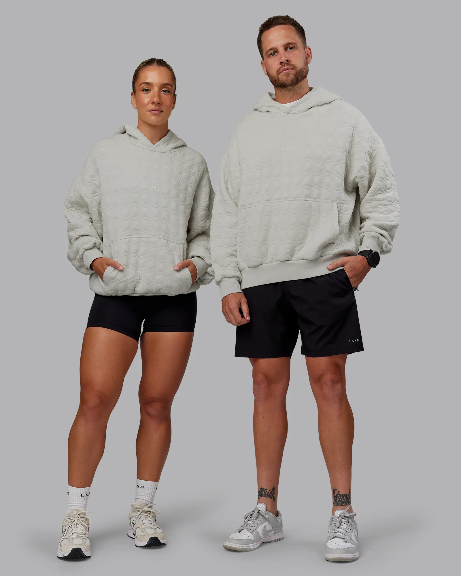 MVP Quilted Oversized Hoodie - Digital Mist-Geometric