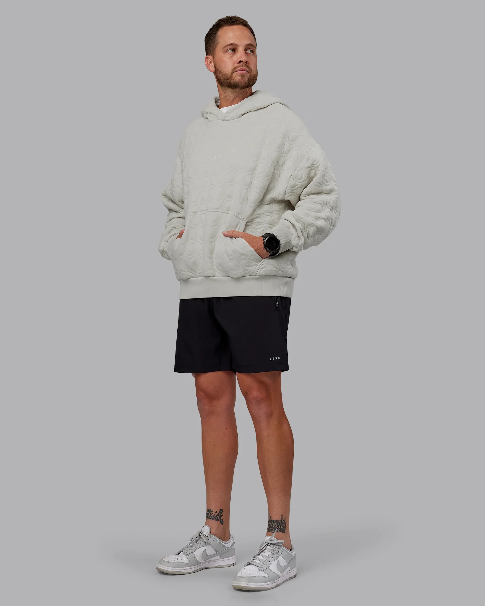 MVP Quilted Oversized Hoodie - Digital Mist-Geometric