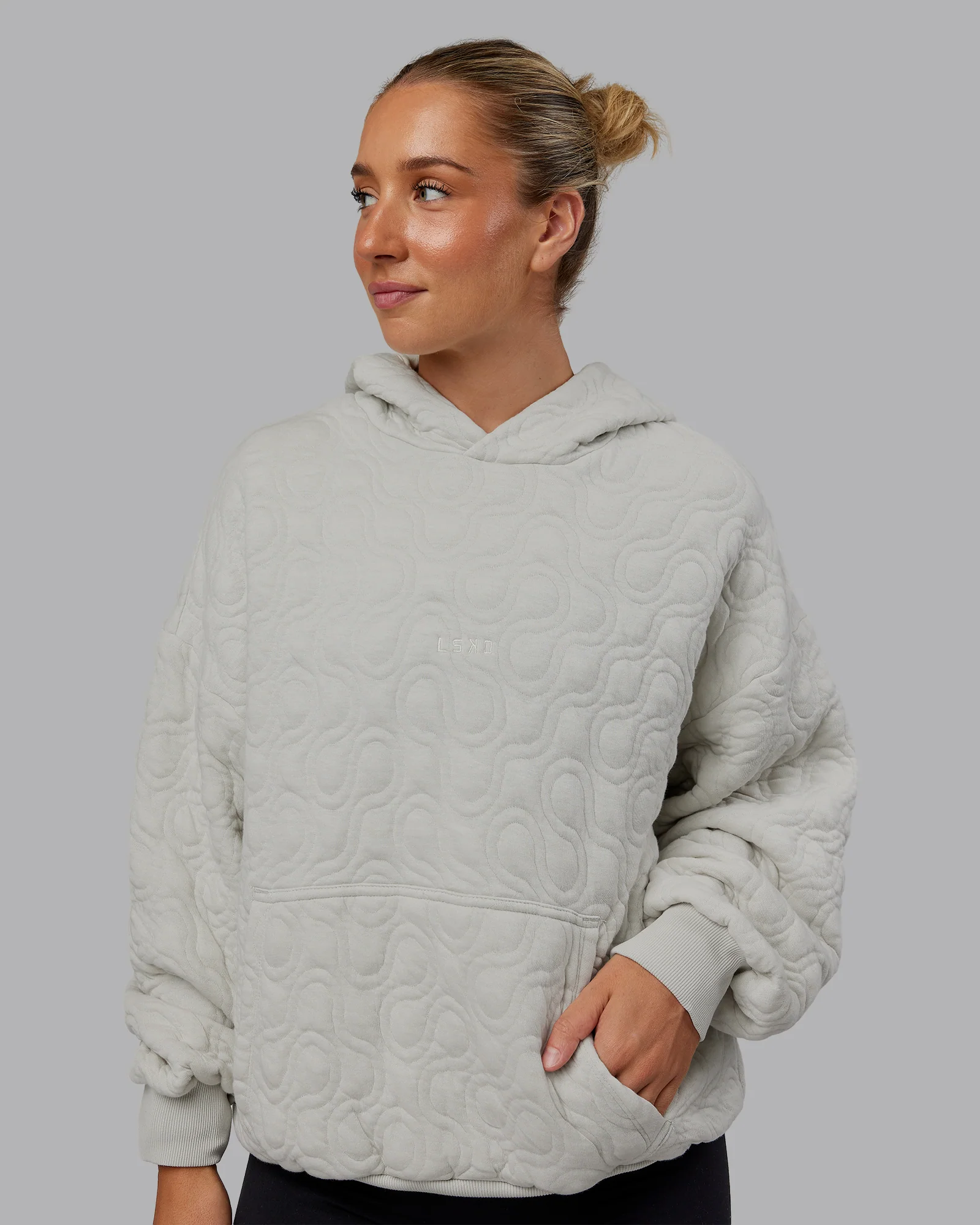 MVP Quilted Oversized Hoodie - Digital Mist-Geometric
