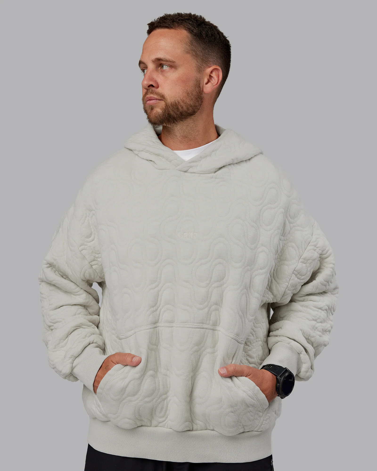 MVP Quilted Oversized Hoodie - Digital Mist-Geometric