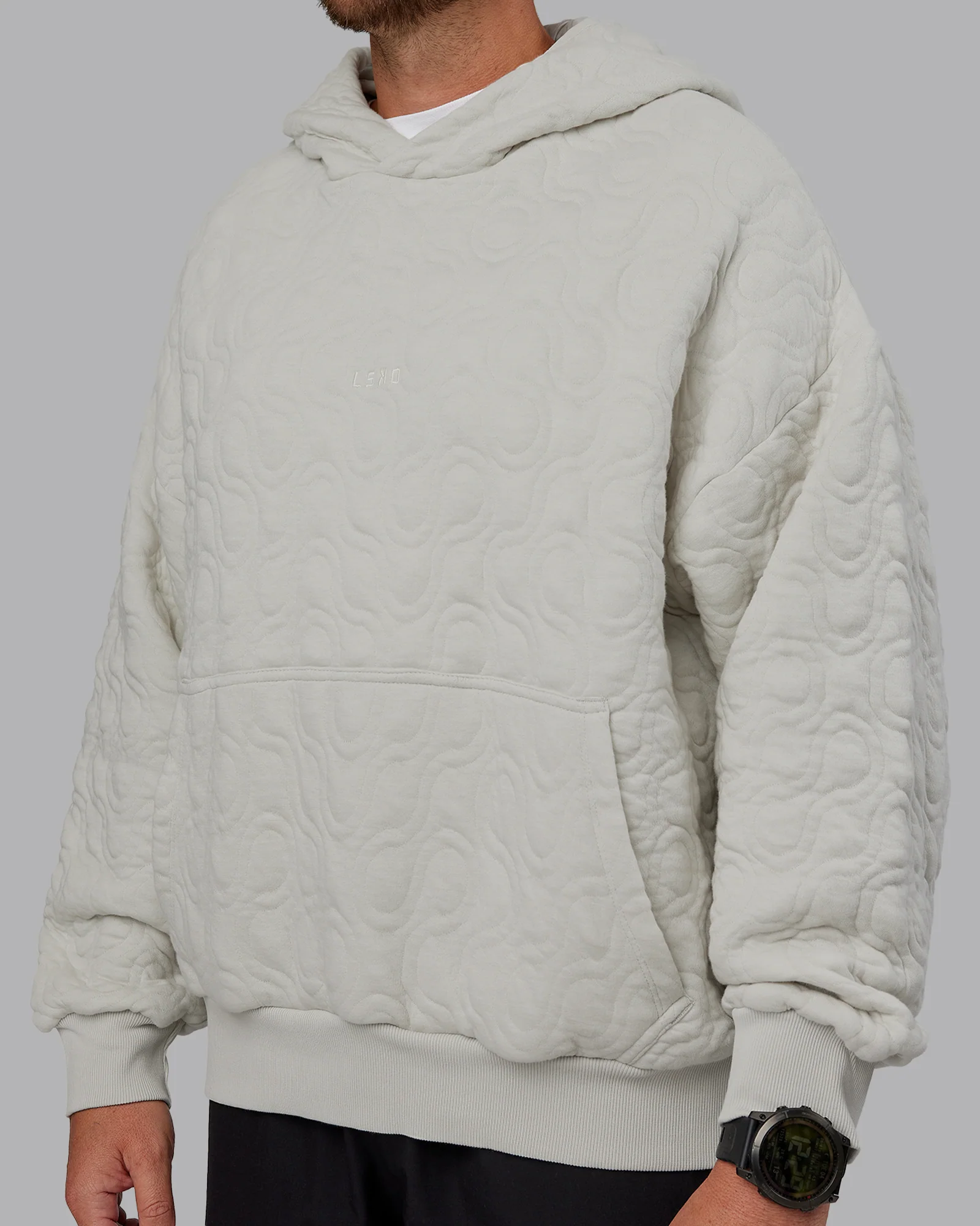 MVP Quilted Oversized Hoodie - Digital Mist-Geometric