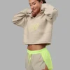 Slam Quarter Zip Sweater - Shale Beige-Lime Glo