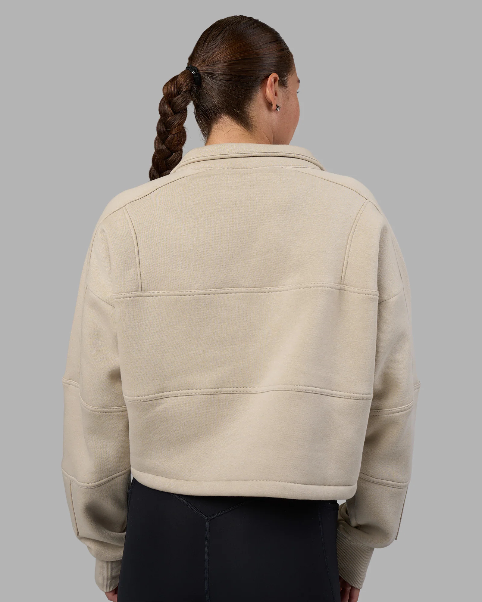 Slam Quarter Zip Sweater - Shale Beige-Lime Glo