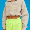 Slam Quarter Zip Sweater - Shale Beige-Lime Glo