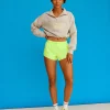 Slam Quarter Zip Sweater - Shale Beige-Lime Glo