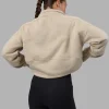 Slam Quarter Zip Sweater - Shale Beige-Lime Glo