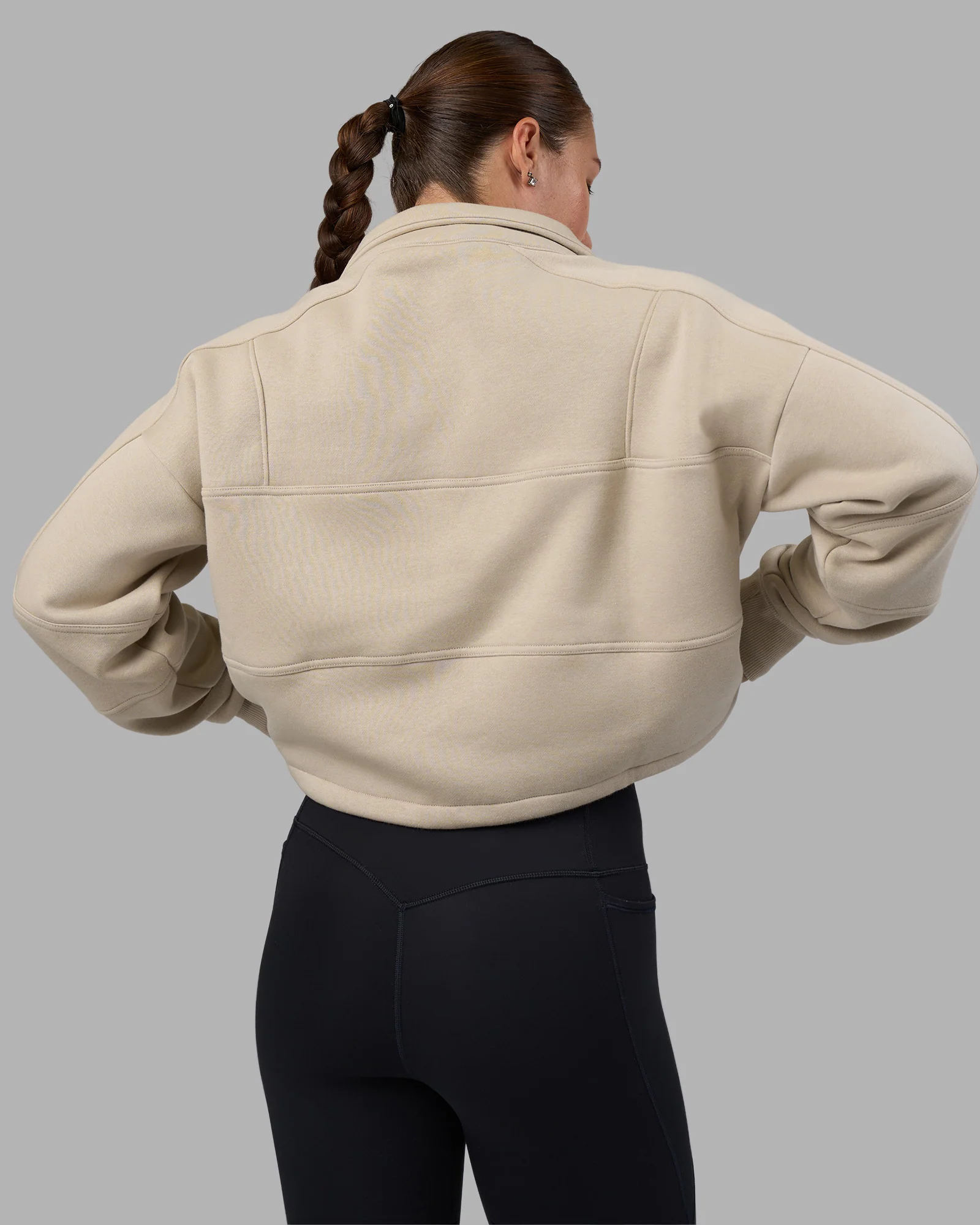 Slam Quarter Zip Sweater - Shale Beige-Lime Glo