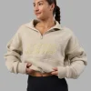 Slam Quarter Zip Sweater - Shale Beige-Lime Glo