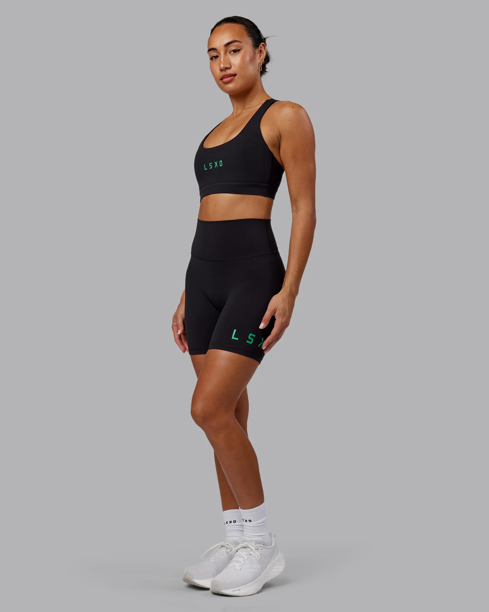 Rep Sports Bra - Black-Impact Green