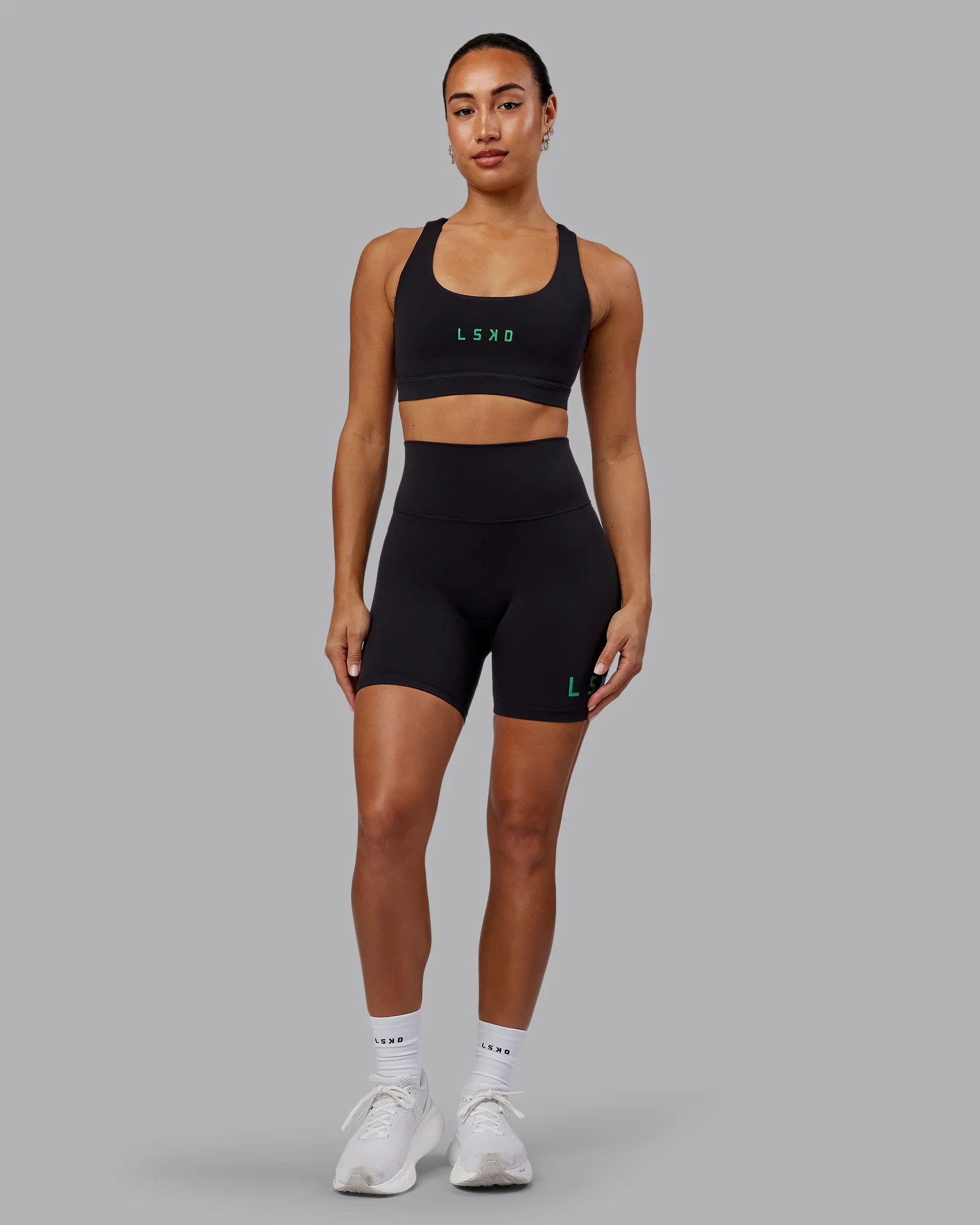 Rep Sports Bra - Black-Impact Green