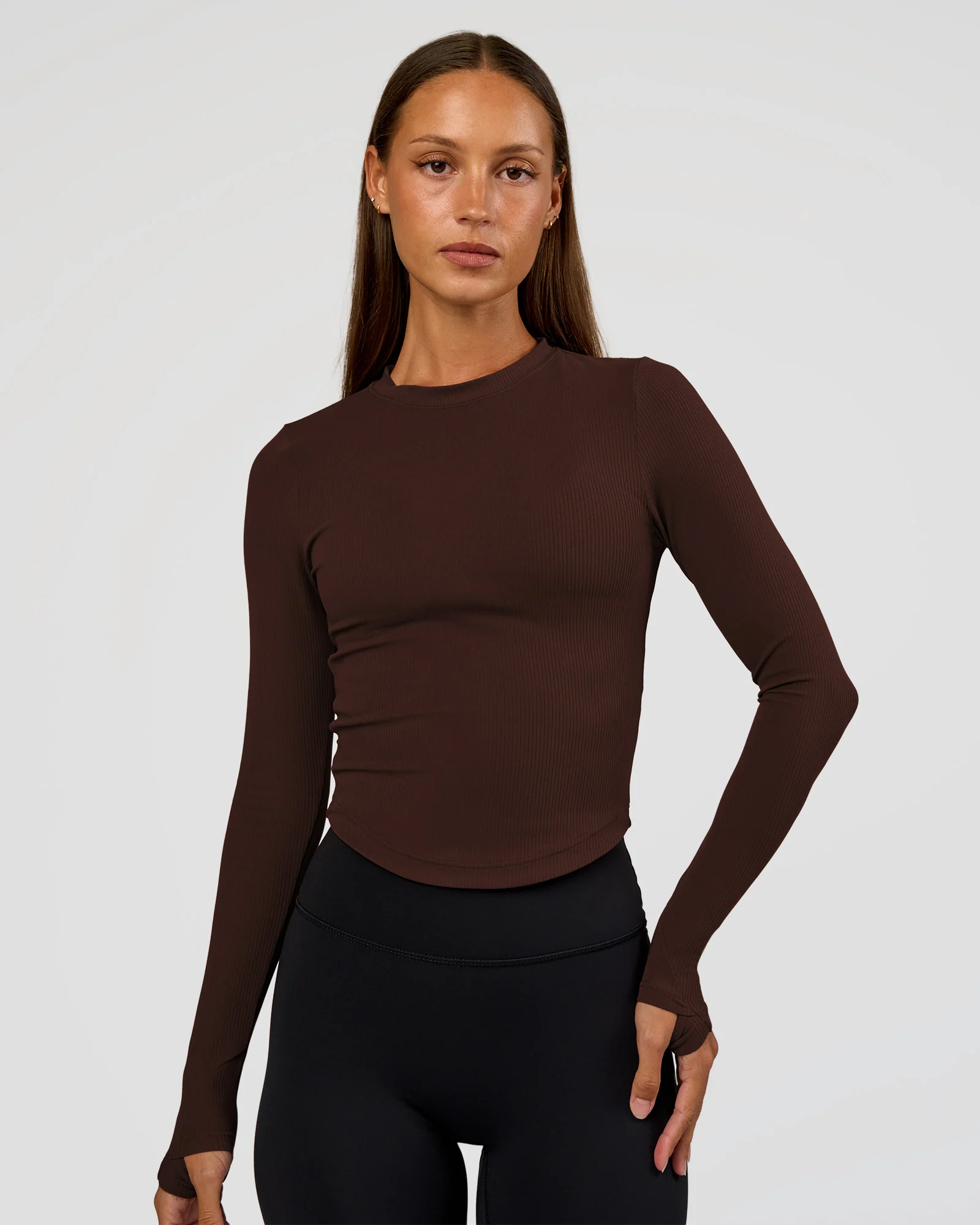 20465-flow-rib-long-sleeve-tee-hot-chocolate-1.webp Flow Rib Long Sleeve Tee - Hot Chocolate