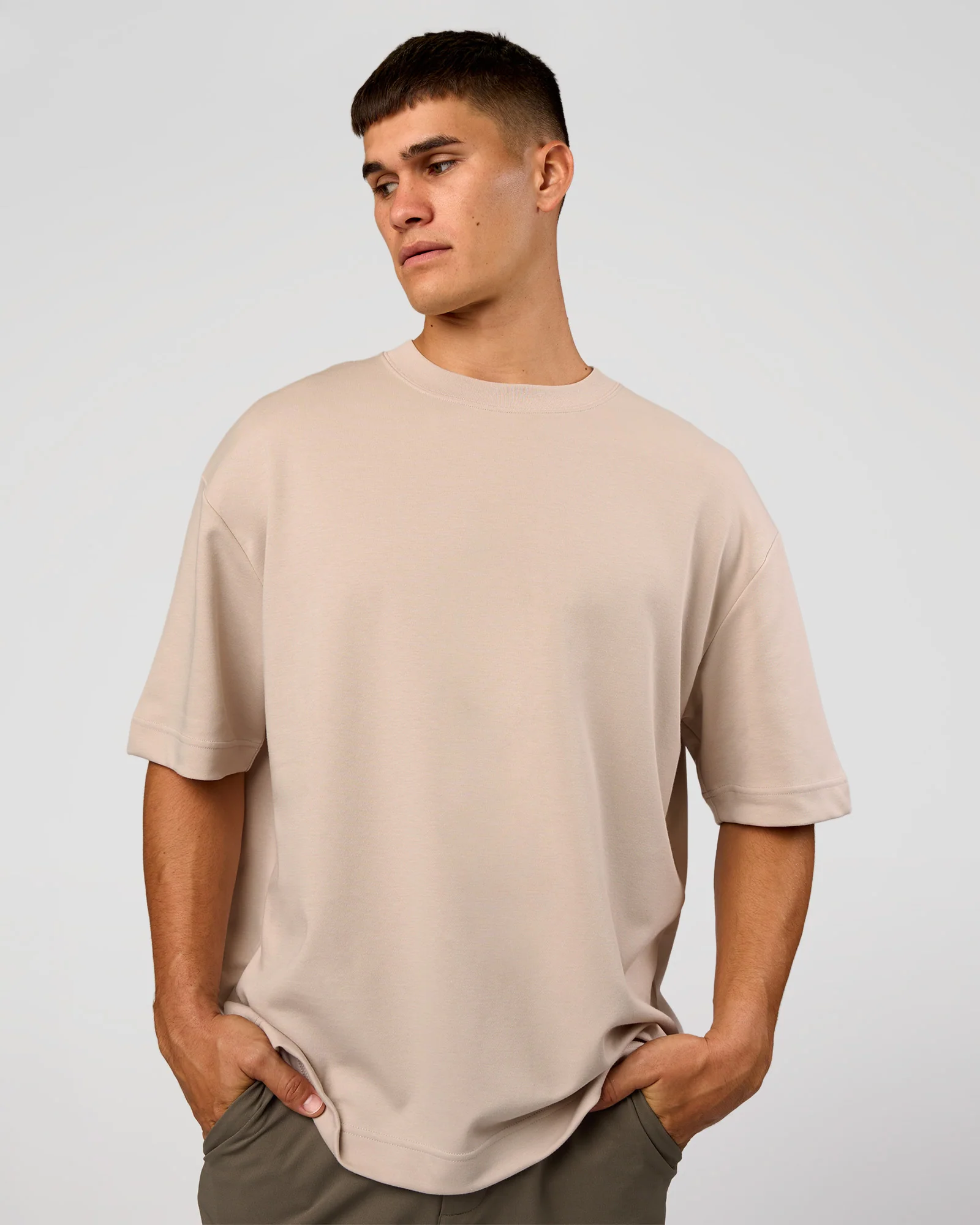 AfterDark ZeroCrease Oversized Tee - Shale Beige